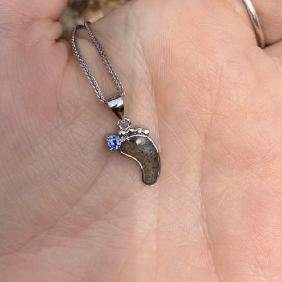 Birthstone Footprint Necklace