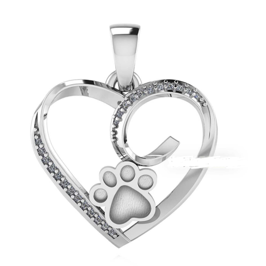 Paw Print heart Keepsake Necklace