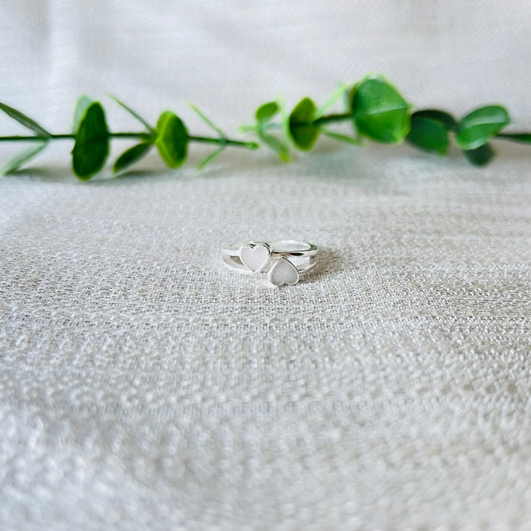 Simple Double Heart Keepsake Ring